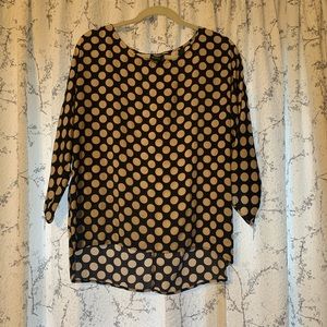 Polka dot quarter sleeve blouse